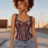 Corset violet à bretelles motifs orientaux