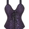Corset violet à motifs baroques et bretelles