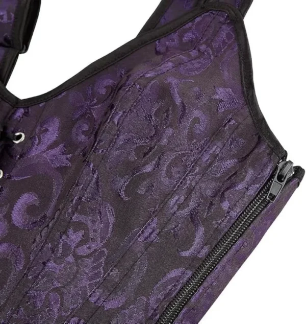 Corset violet à motifs baroques et bretelles