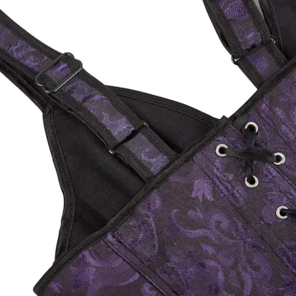 Corset violet à motifs baroques et bretelles