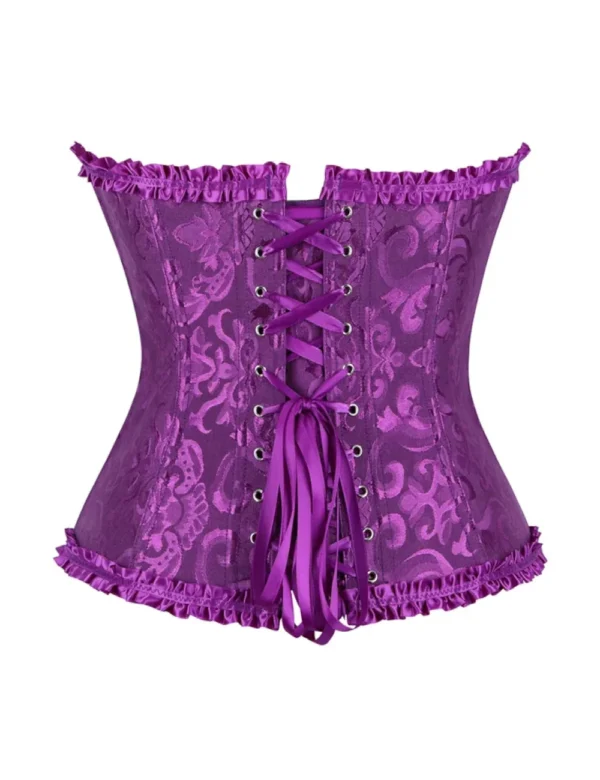 Corset violet à motifs baroques et zip frontal (3) Corset violet à motifs baroques et zip frontal