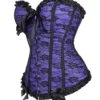 Corset violet royal à dentelle noire et nœuds satinés