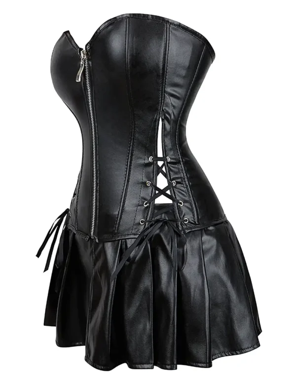 Ensemble corset et jupe simili cuir noir (3) Ensemble corset et jupe simili cuir noir