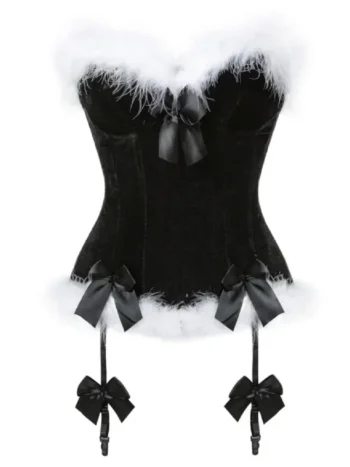 Guêpière corset en velours noir Black Christmas (1) Guêpière corset en velours noir Black Christmas