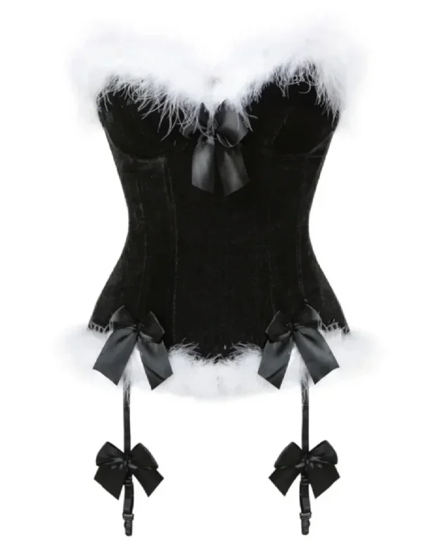 Guêpière corset en velours noir Black Christmas
