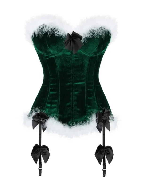Guêpière de Noël en velours vert émeraude