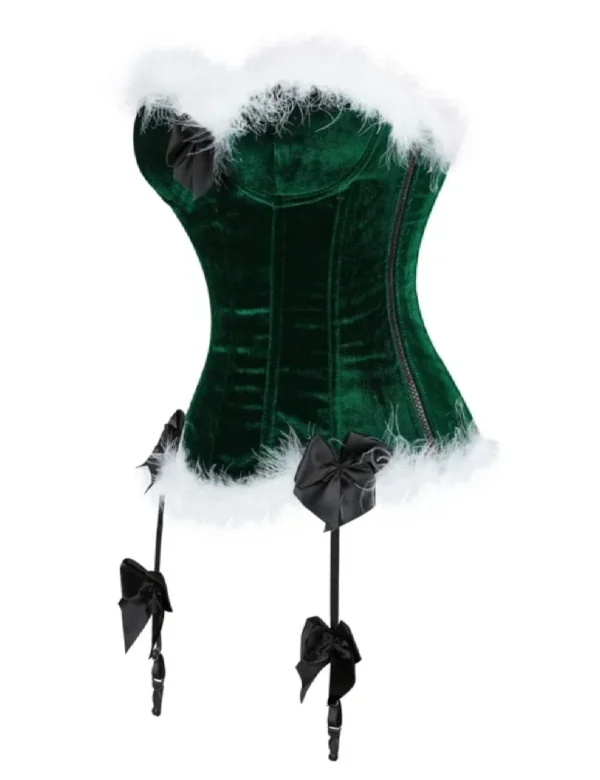 Guêpière de Noël en velours vert émeraude