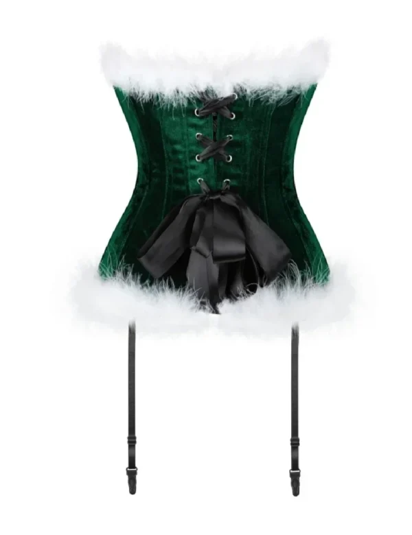 Guêpière de Noël en velours vert émeraude