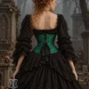 Serre-taille vert émeraude et noir à motifs baroque