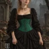 Serre-taille vert émeraude et noir à motifs baroque