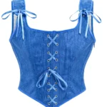 Bustier bleu en velours côtelé (2) Bustier bleu en velours côtelé