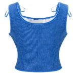 Bustier bleu en velours côtelé (3) Bustier bleu en velours côtelé