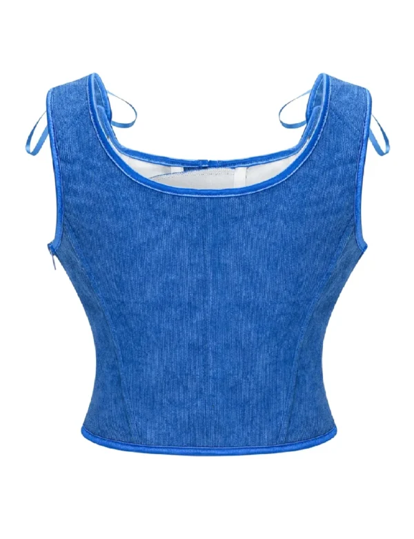 Bustier bleu en velours côtelé (3) Bustier bleu en velours côtelé