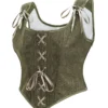 Bustier elfique vert olive en velours (2) Bustier elfique vert olive en velours