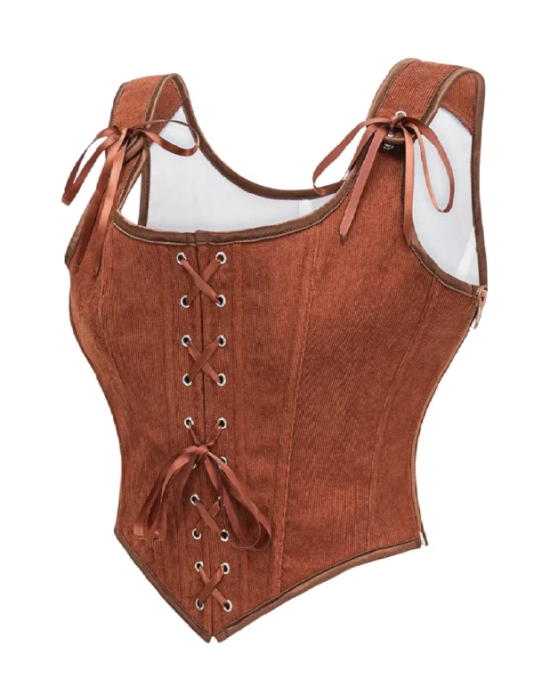 Bustier en velours marron avec laçage frontal (1) Bustier en velours marron à laçage frontal