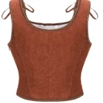 Bustier en velours marron avec laçage frontal (2) Bustier en velours marron à laçage frontal