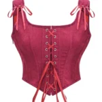 Bustier framboise en velours à encolure carrée (2) Bustier framboise en velours à encolure carrée