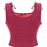 Bustier framboise en velours à encolure carrée (3) Bustier framboise en velours à encolure carrée