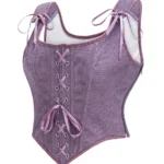 Bustier médiéval mauve en velours à lacets frontaux