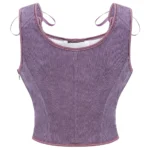 Bustier médiéval mauve en velours à lacets frontaux