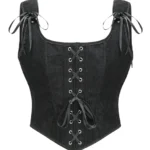 Bustier noir en velours à pointe en V (1) Bustier noir en velours à pointe en V