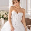 Corset blanc romantique en jacquard fleuri 2 Corset blanc romantique en jacquard fleuri