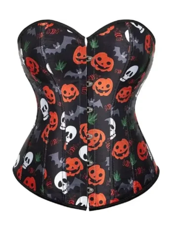 Corset noir à imprimés Halloween (3) Corset noir à imprimés Halloween