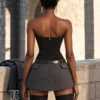 Corset noir étoilé à strass