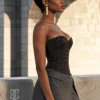 Corset noir étoilé à strass