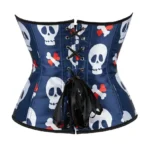 Corset pirate bleu à têtes de mort (2) Corset pirate bleu à têtes de mort