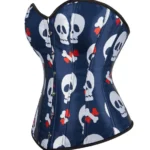 Corset pirate bleu à têtes de mort (3) Corset pirate bleu à têtes de mort