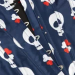 Corset pirate bleu à têtes de mort (4) Corset pirate bleu à têtes de mort