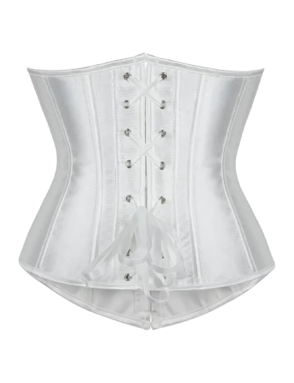 Corset serre-taille de mariée en satin blanc (2) Corset serre-taille de mariée en satin blanc