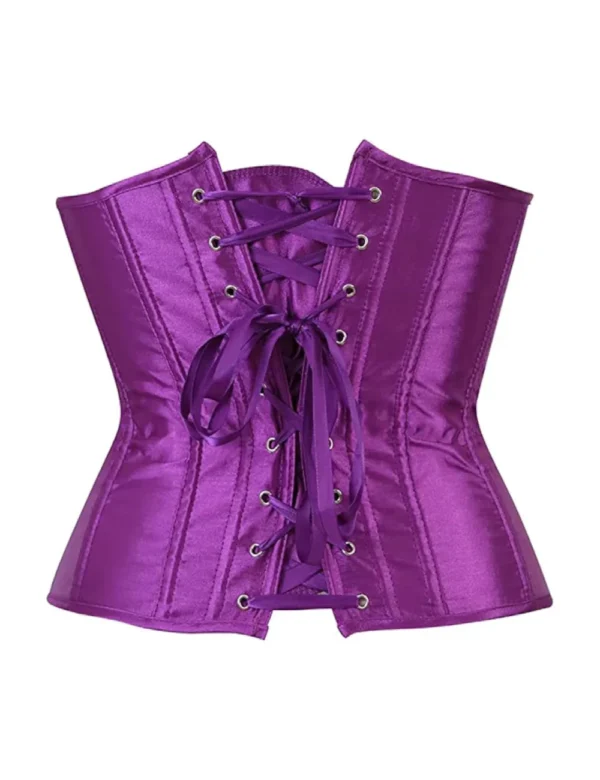 Corset sous poitrine violet en satin (2) Corset sous-poitrine violet en satin