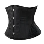 Serre-taille noir à brocart floral et baleines acier (2) Serre-taille noir à brocart floral et baleines acier