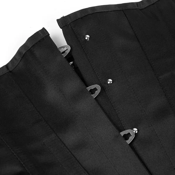 Serre-taille noir à brocart floral et baleines acier (4) Serre-taille noir à brocart floral et baleines acier