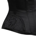 Serre-taille noir à brocart floral et baleines acier (8) Serre-taille noir à brocart floral et baleines acier